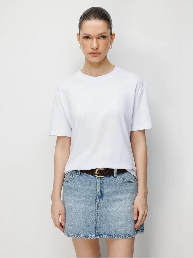 T-shirt oversize à col rond côtelé mixray Noir - Kiabi