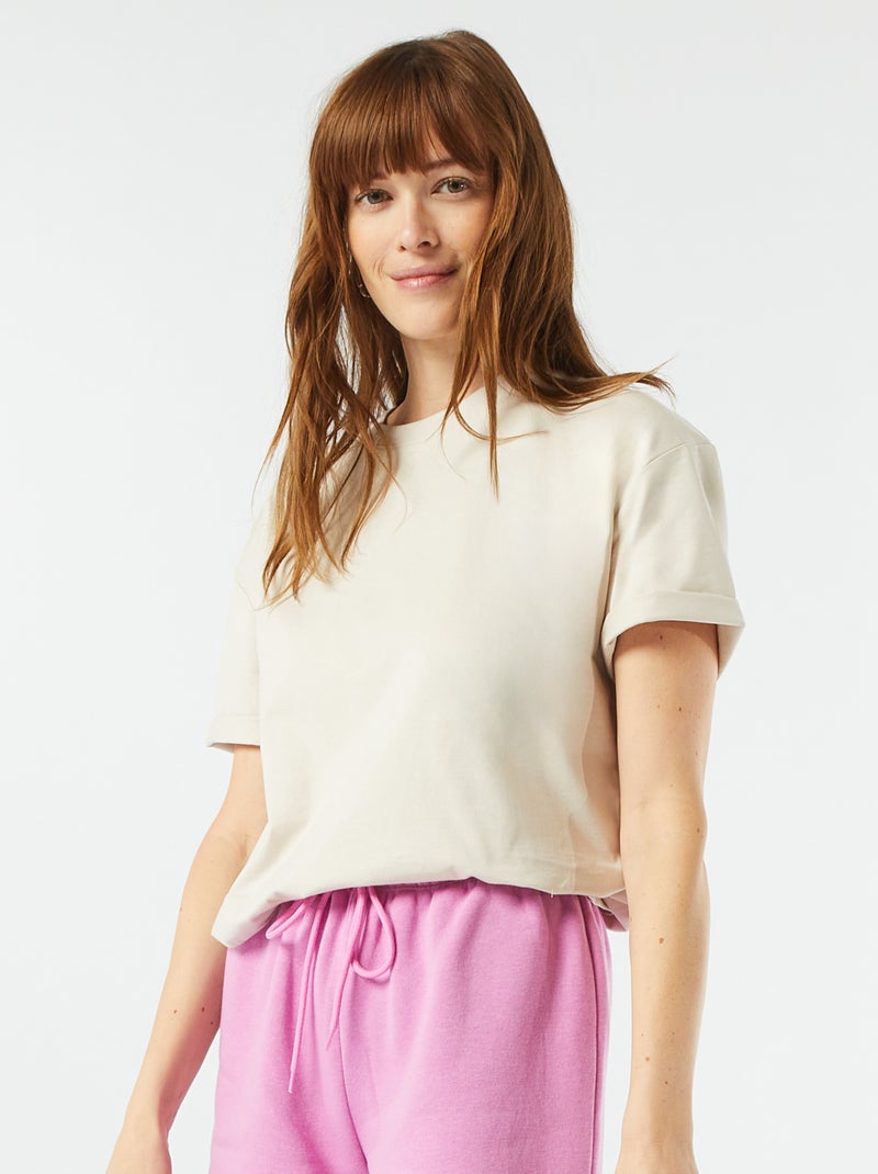 T-shirt oversize à col rond Ecru - Kiabi