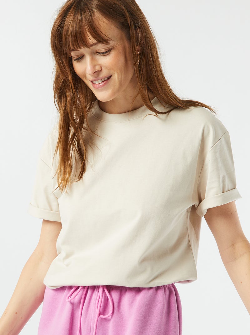 T-shirt oversize à col rond Ecru - Kiabi