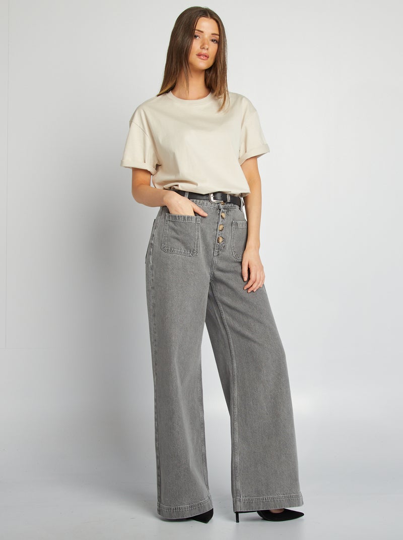 T-shirt oversize à col rond Ecru - Kiabi