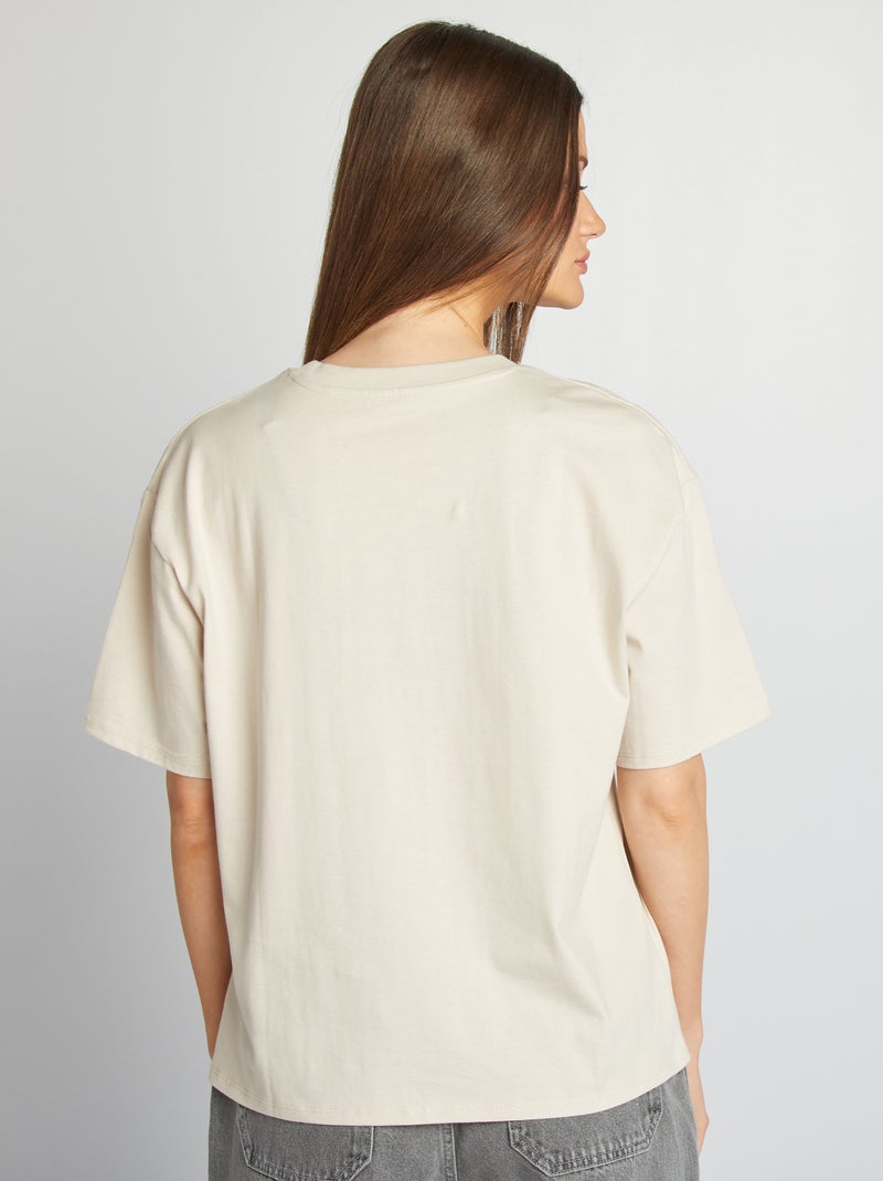 T-shirt oversize à col rond Ecru - Kiabi