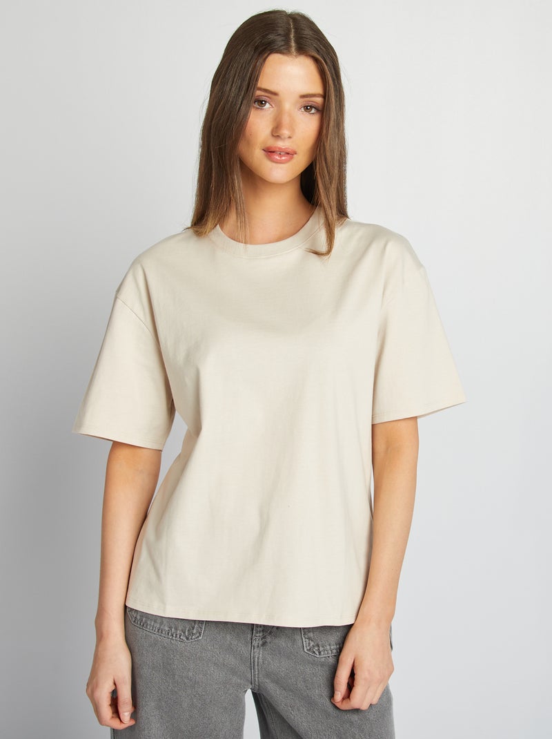 T-shirt oversize à col rond Ecru - Kiabi