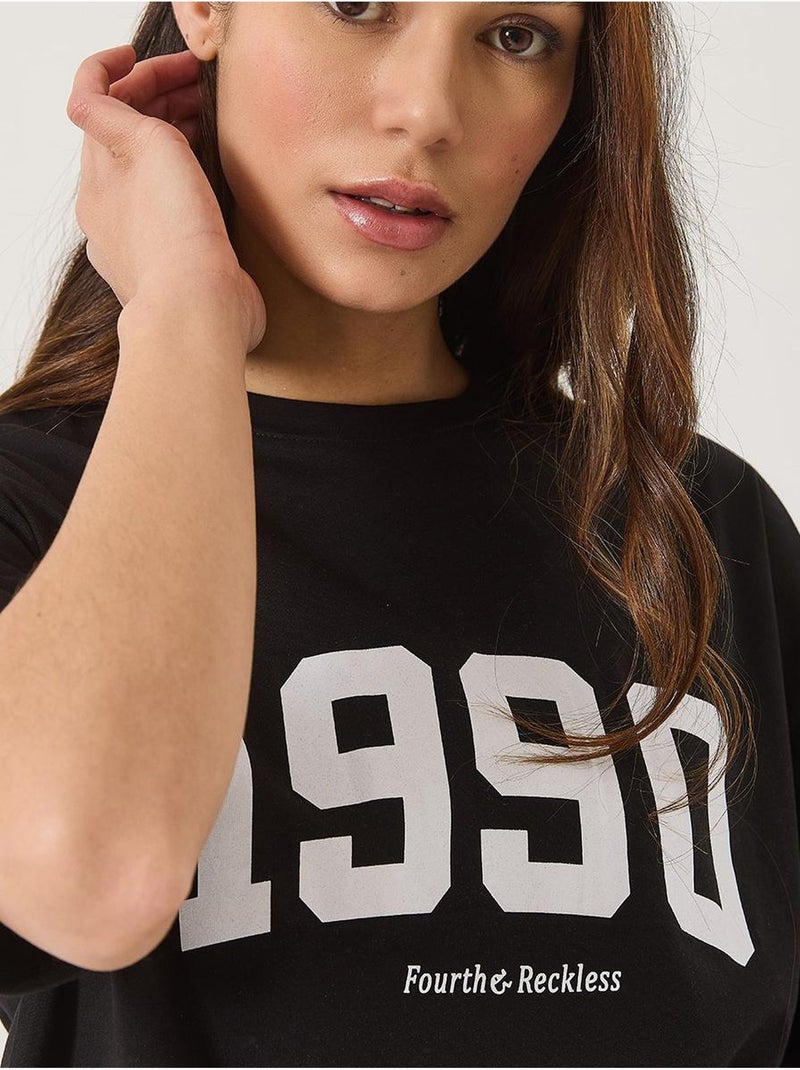 T-shirt oversize à col rond élastique lucci Noir - Kiabi