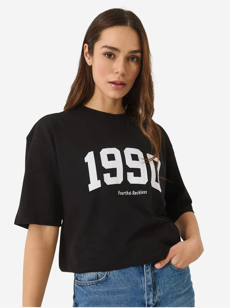 T-shirt oversize à col rond élastique lucci Noir - Kiabi