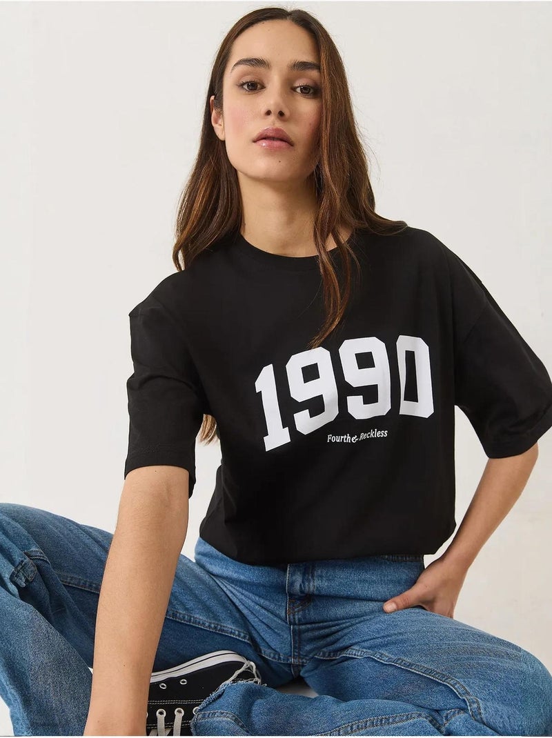 T-shirt oversize à col rond élastique lucci Noir - Kiabi