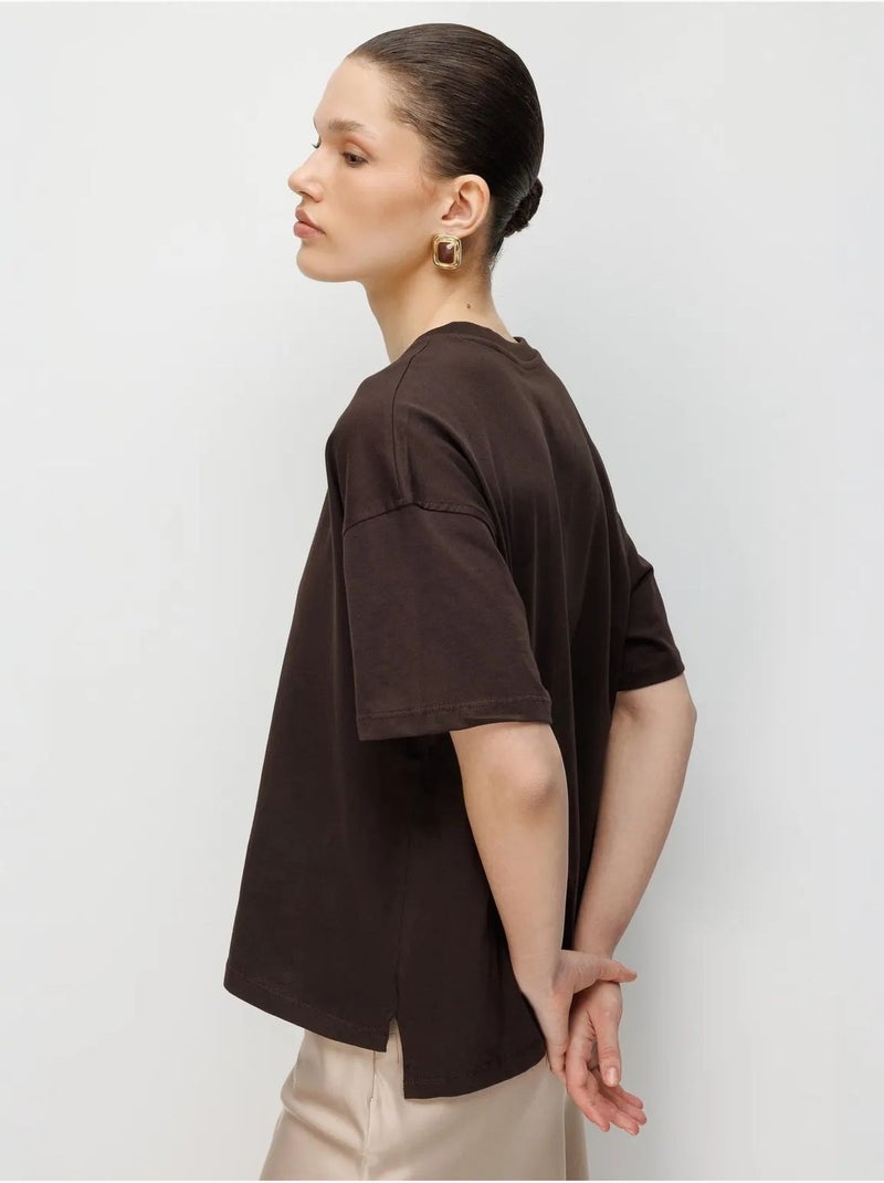 T-shirt oversize à col rond et fente mixray Blanc - Kiabi
