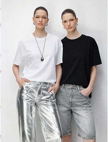 T-shirt oversize à col rond et fente mixray