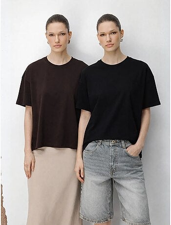 T-shirt oversize à col rond et fente mixray
