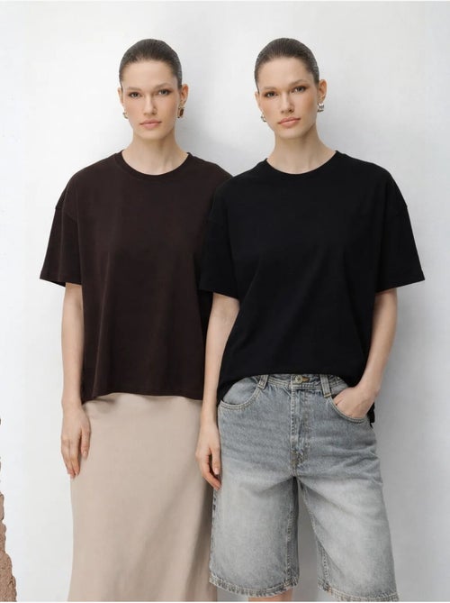 T-shirt oversize à col rond et fente mixray - Kiabi T-shirt oversize à col rond et fente mixray - Kiabi