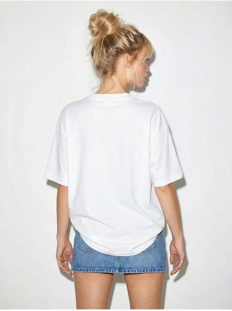 T-shirt oversize à col rond imprimé fruits lucci Blanc - Kiabi