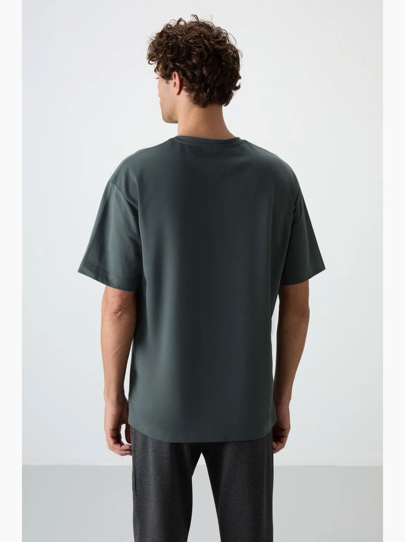 T-shirt oversize à col rond imprimé tommy Vert foncé - Kiabi