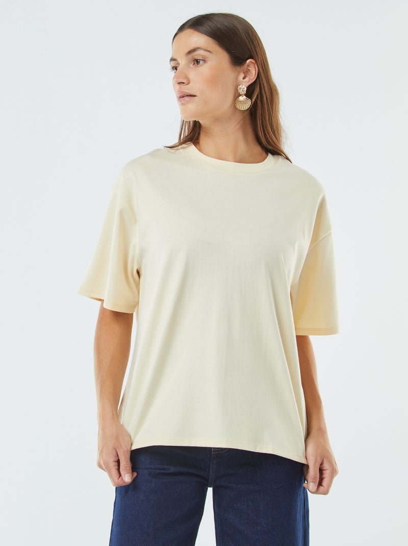 T-shirt oversize à col rond Jaune - Kiabi