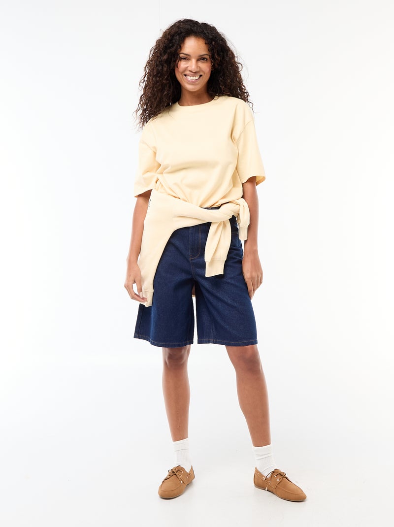 T-shirt oversize à col rond Jaune - Kiabi