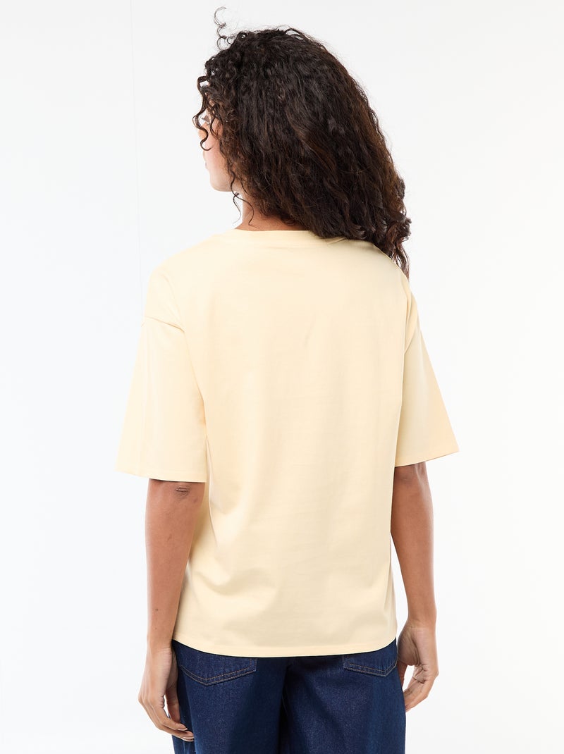 T-shirt oversize à col rond Jaune - Kiabi