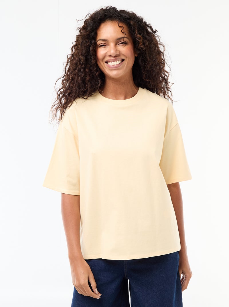 T-shirt oversize à col rond Jaune - Kiabi