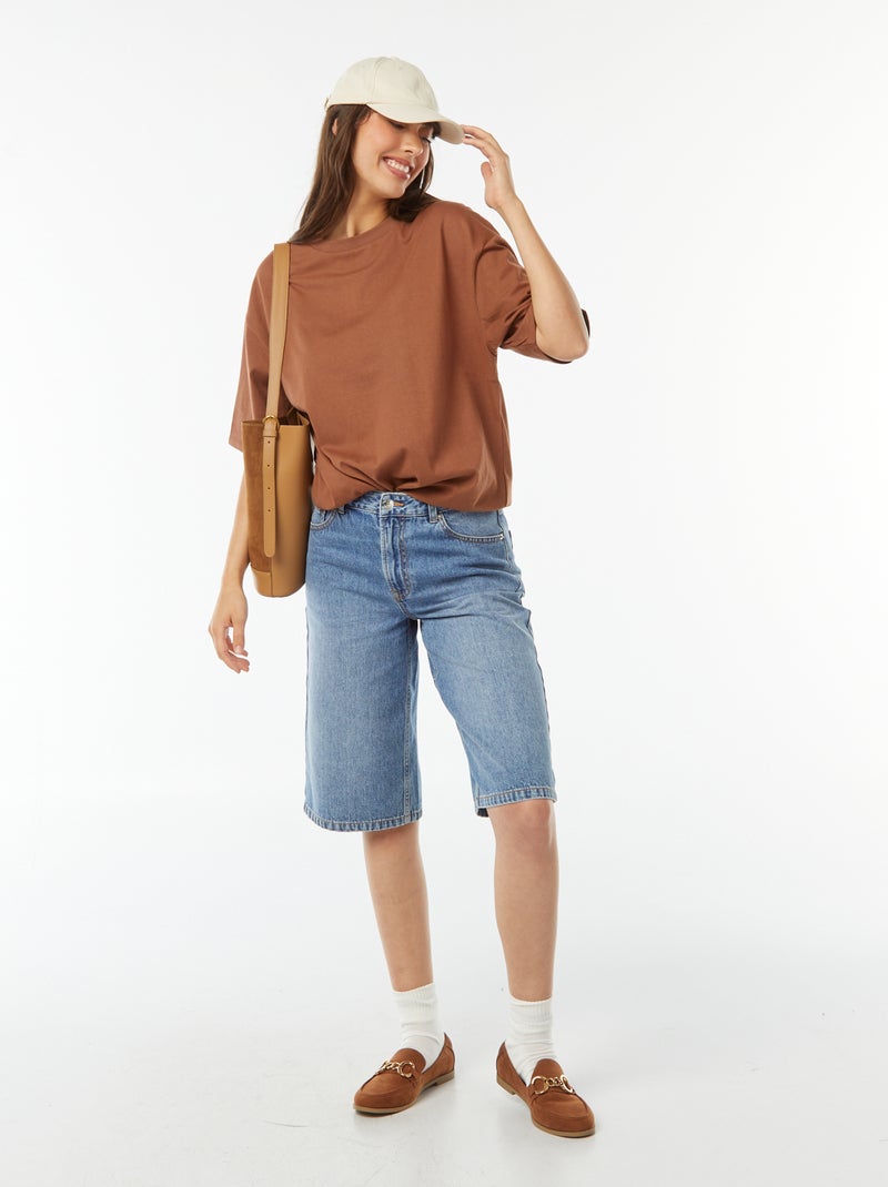 T-shirt oversize à col rond Marron - Kiabi