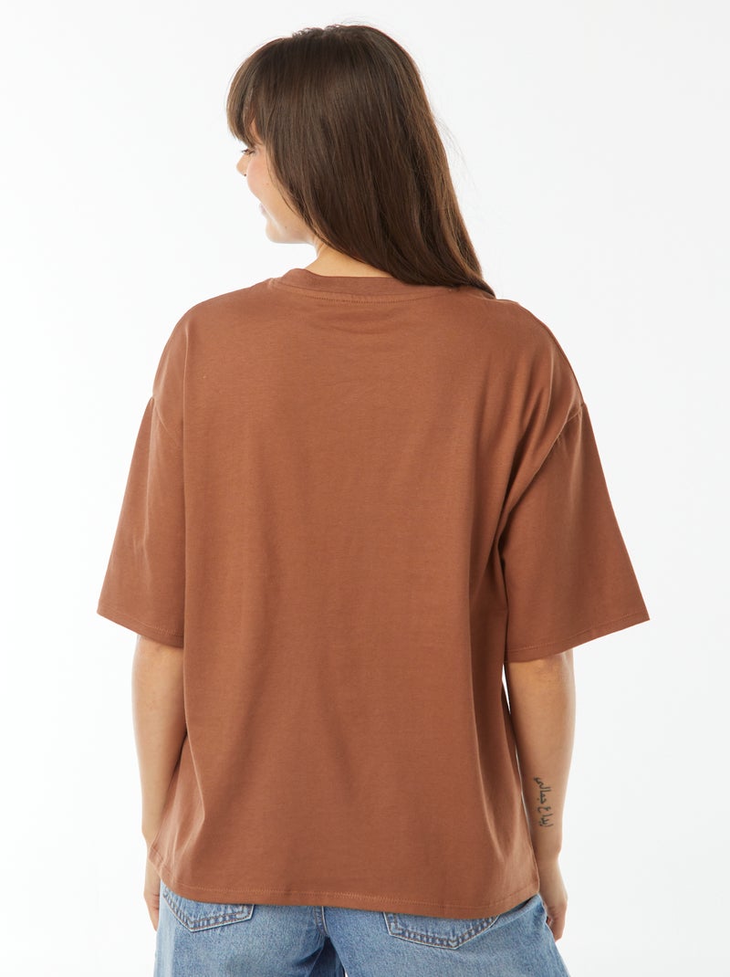 T-shirt oversize à col rond Marron - Kiabi