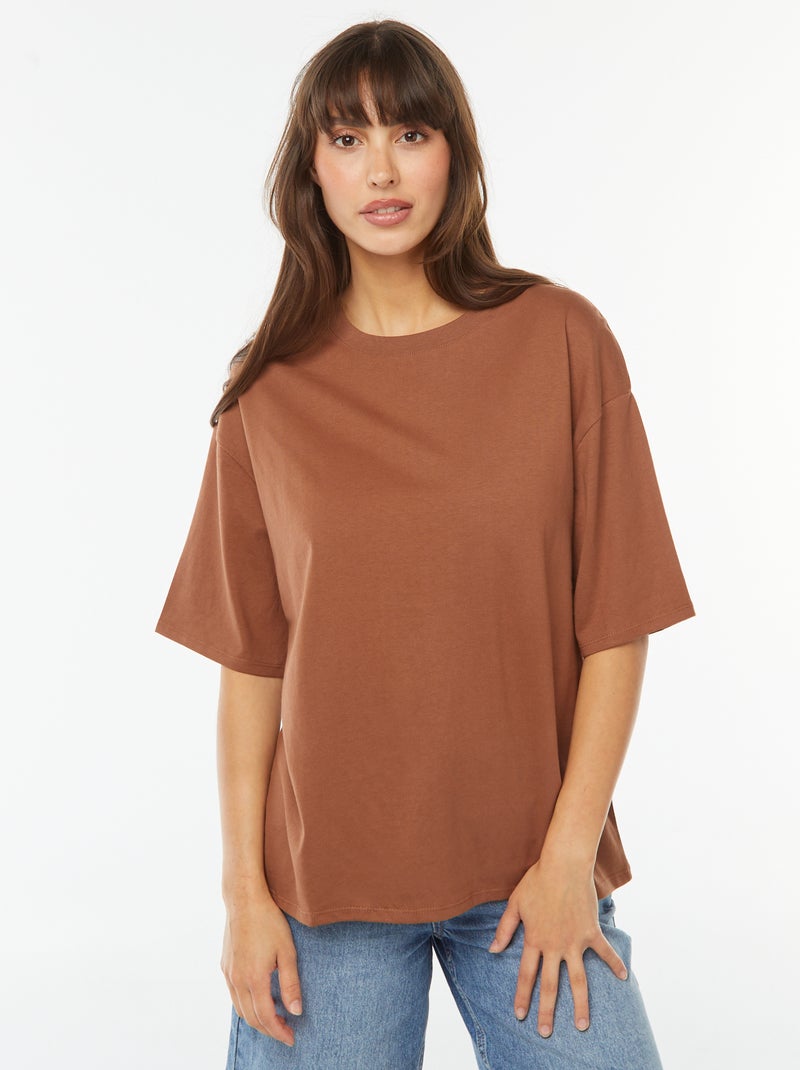 T-shirt oversize à col rond Marron - Kiabi