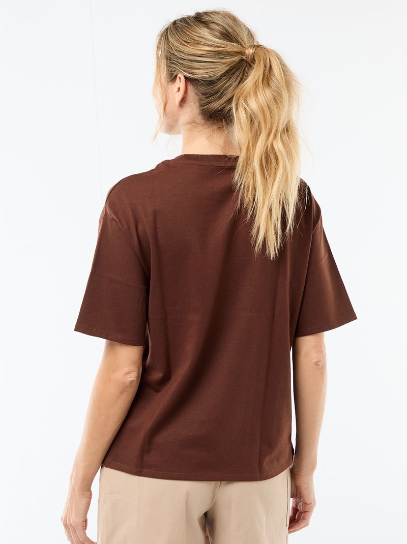 T-shirt oversize à col rond Marron - Kiabi