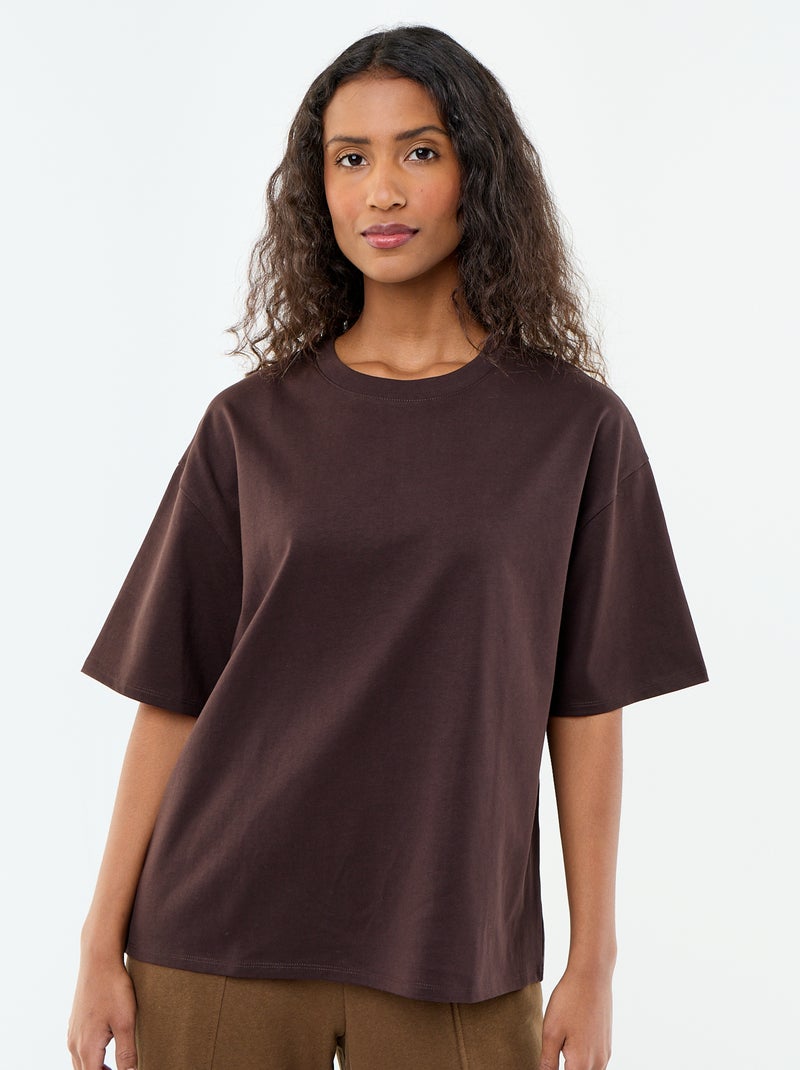T-shirt oversize à col rond Marron - Kiabi
