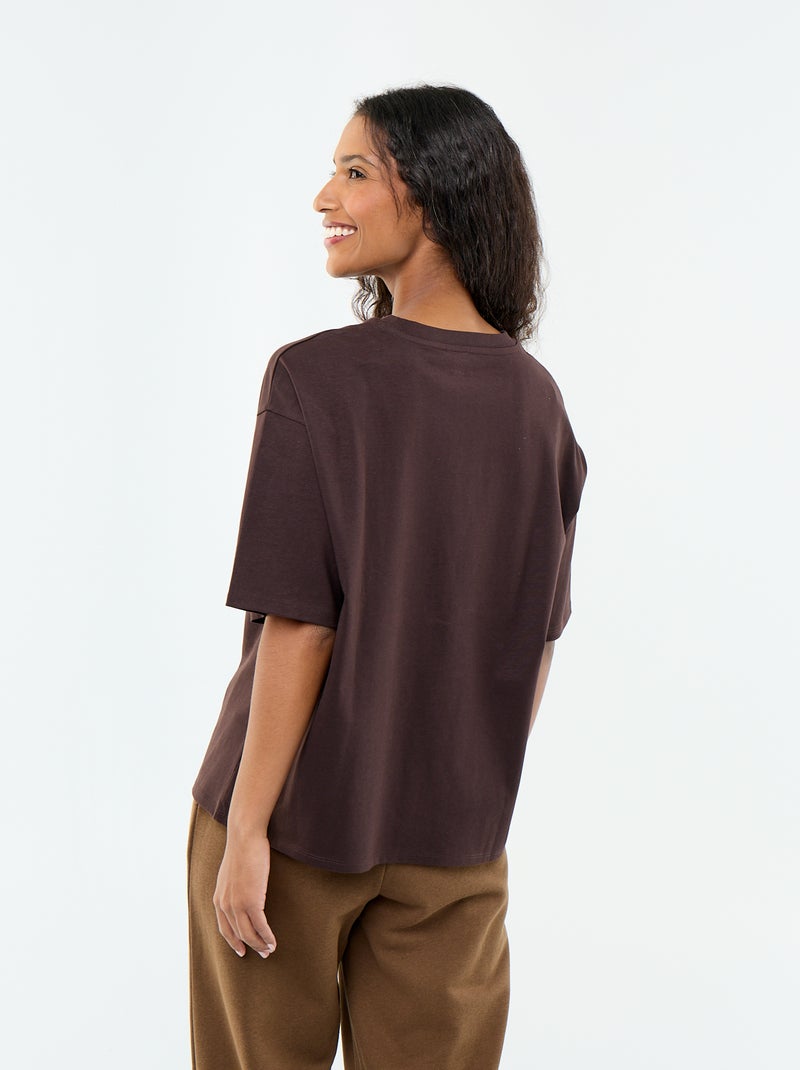 T-shirt oversize à col rond Marron - Kiabi