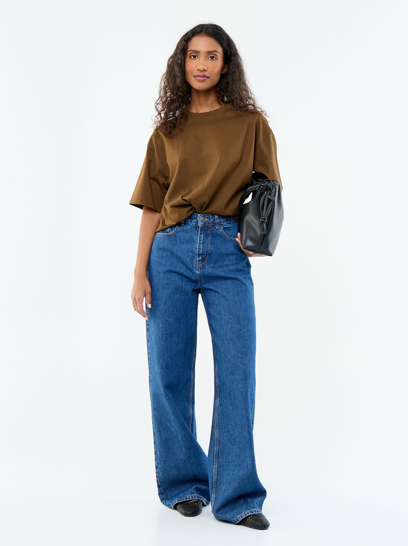 T-shirt oversize à col rond Marron - Kiabi