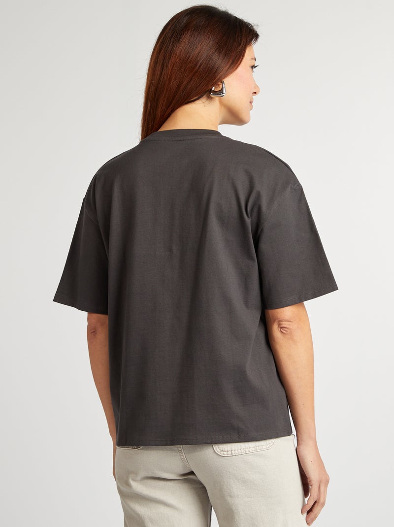 T-shirt oversize à col rond Noir - Kiabi