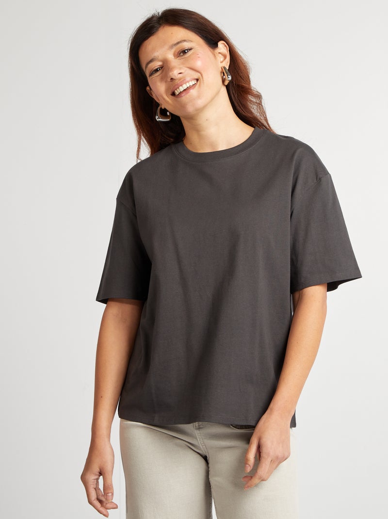 T-shirt oversize à col rond Noir - Kiabi