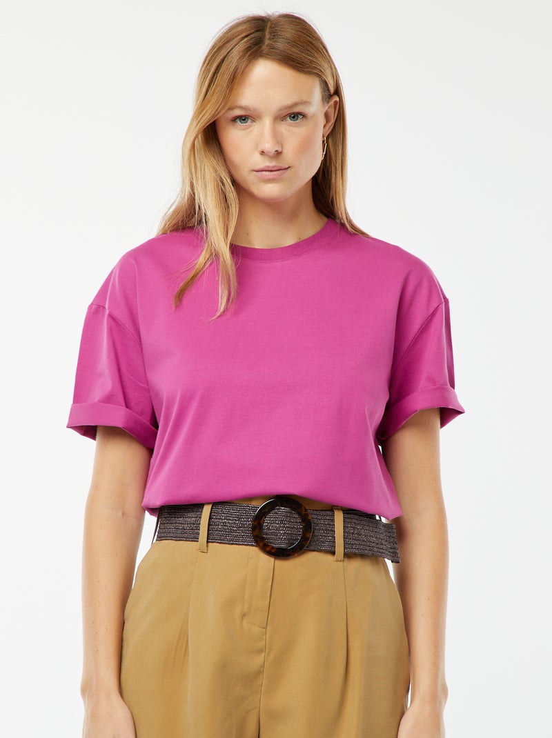 T-shirt oversize à col rond Rose - Kiabi