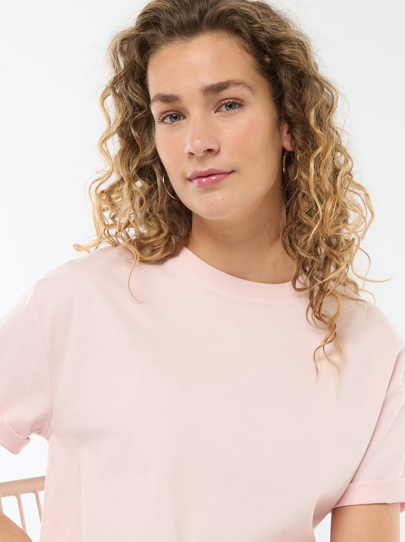 T-shirt oversize à col rond Rose - Kiabi