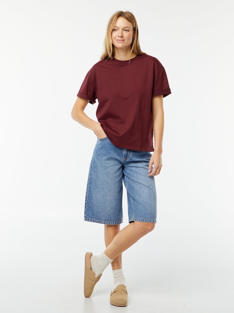 T-shirt oversize à col rond Rouge - Kiabi