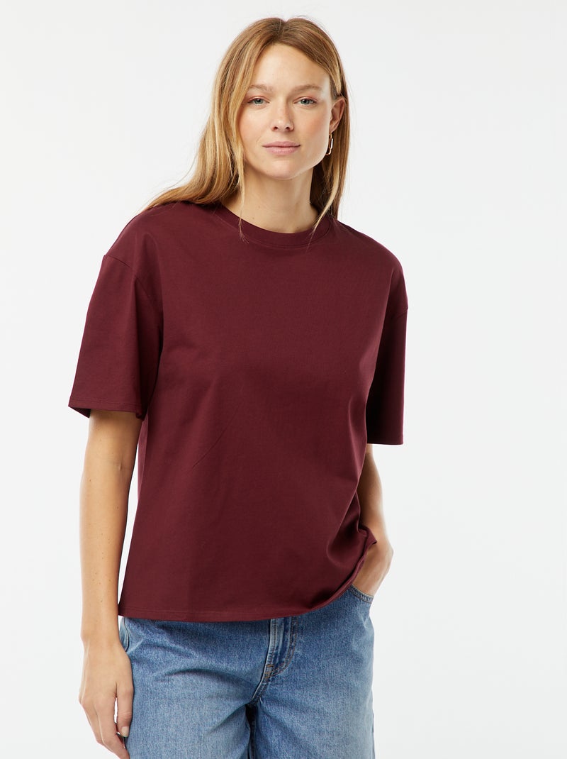 T-shirt oversize à col rond Rouge - Kiabi