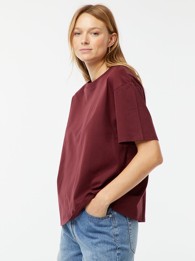 T-shirt oversize à col rond Rouge - Kiabi