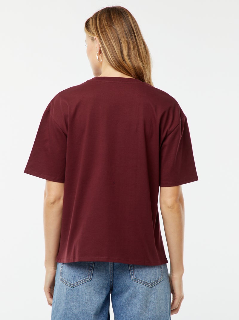T-shirt oversize à col rond Rouge - Kiabi