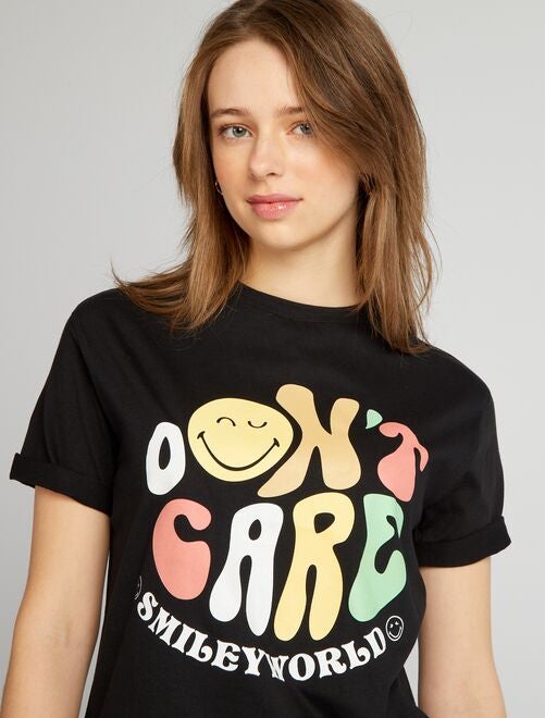 T-shirt oversize à col rond 'Smiley' - Kiabi