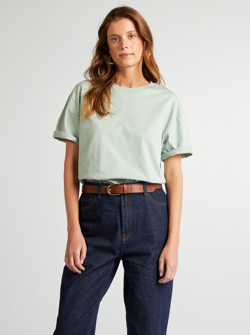 T-shirt imprimé à manches courtes et col rond - Vert - Homme - 7.00
