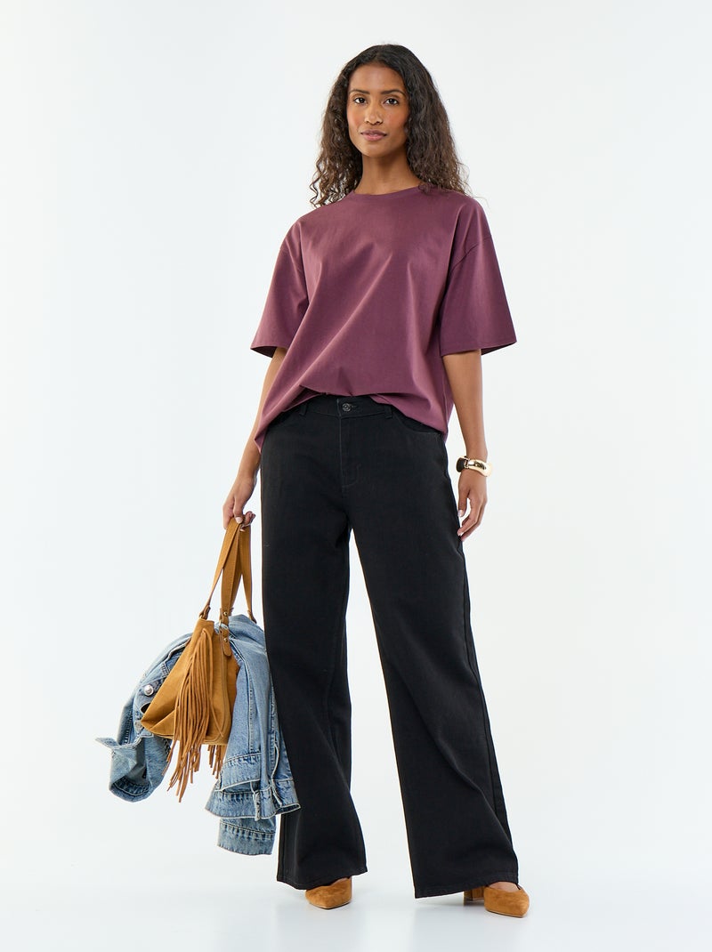 T-shirt oversize à col rond Violet - Kiabi