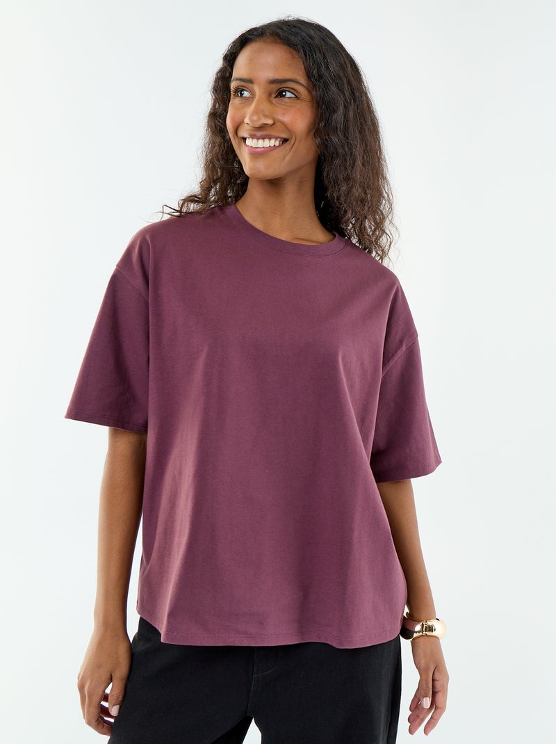 T-shirt oversize à col rond Violet - Kiabi