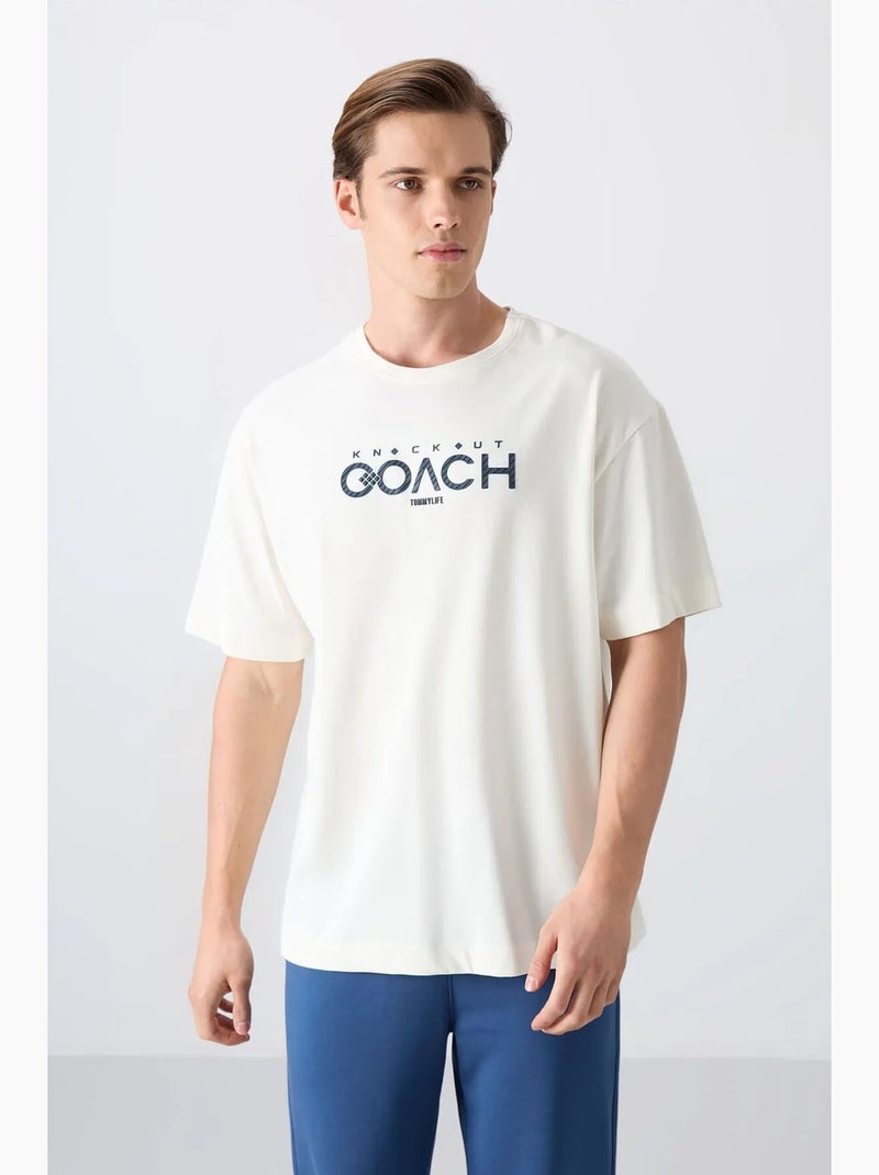 T-shirt oversize à logo et col rond tommy Blanc cassé - Kiabi