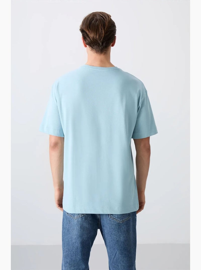 T-shirt oversize à logo et col rond tommy Bleu ciel - Kiabi