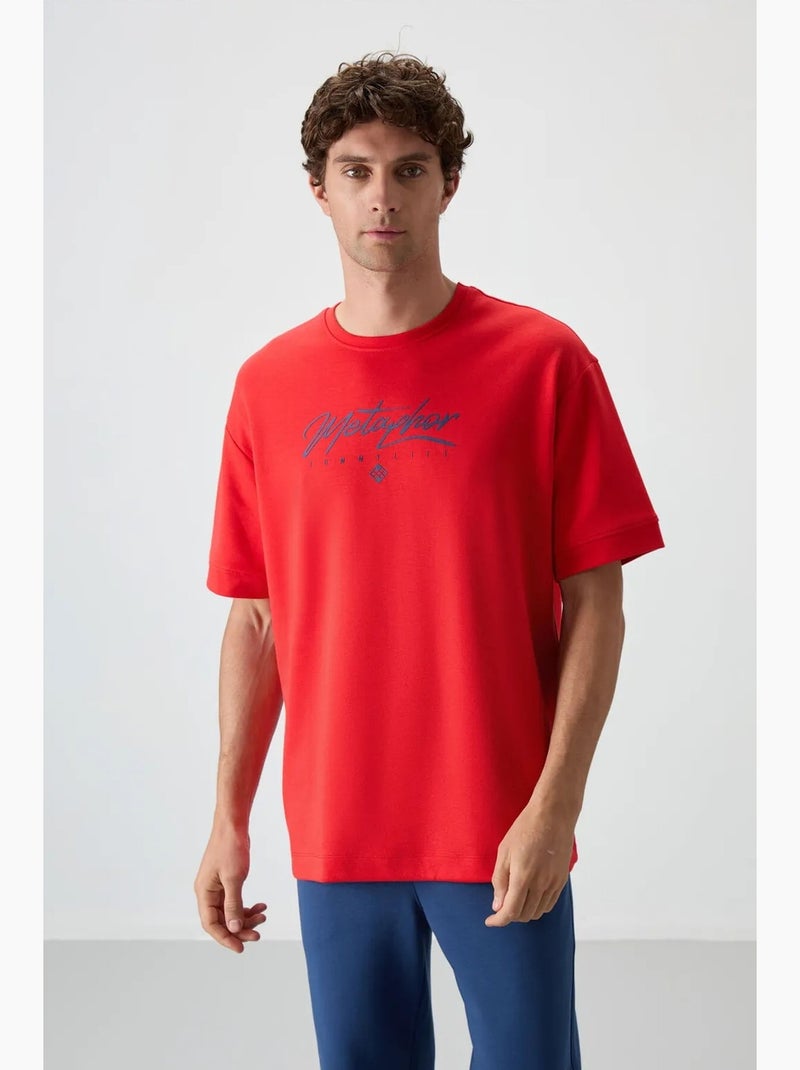 T-shirt oversize à logo et col rond tommy Rouge carmin - Kiabi