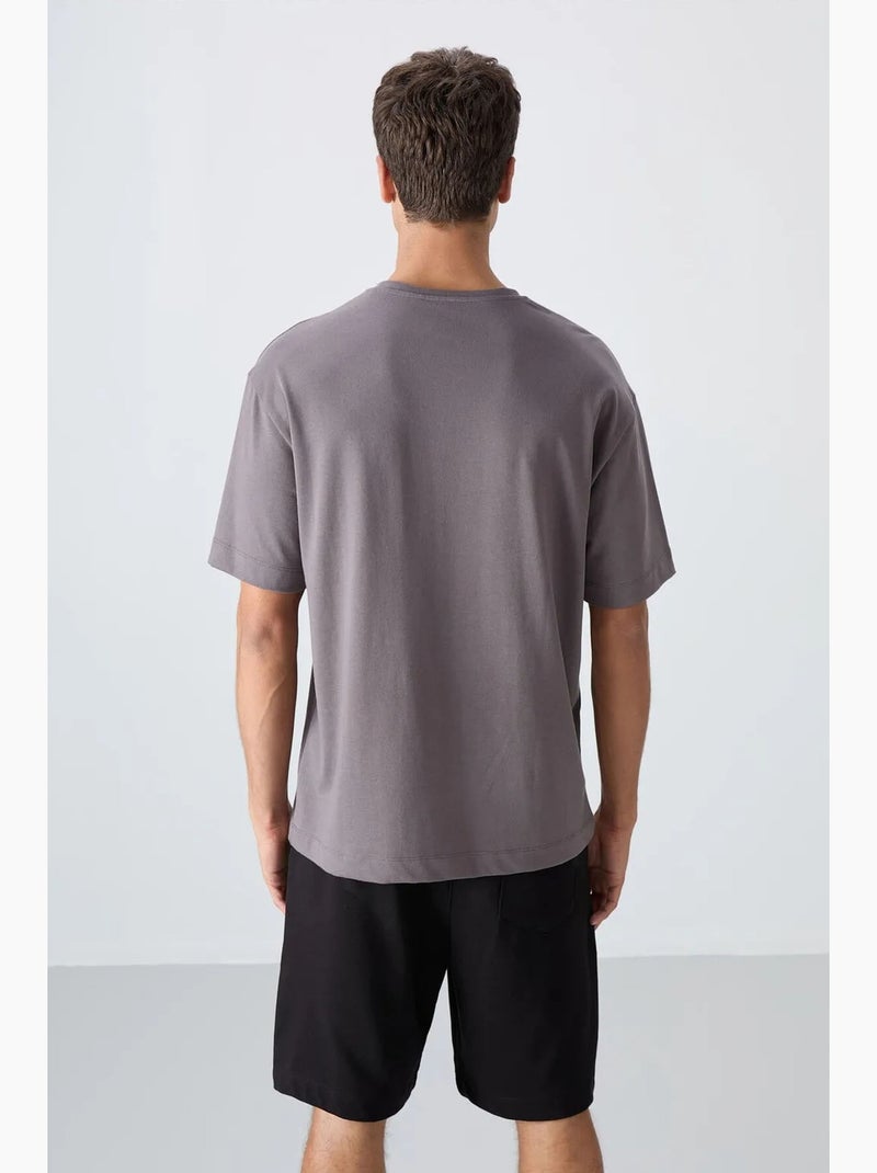 T-shirt oversize à logo imprimé et col rond tommy Gris Noir - Kiabi