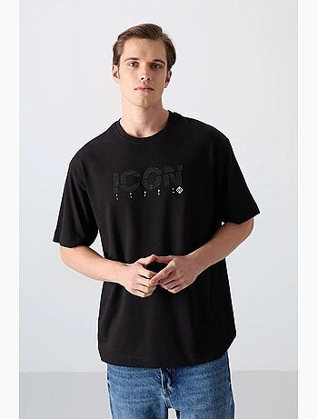 T-shirt oversize à logo imprimé et col rond tommy