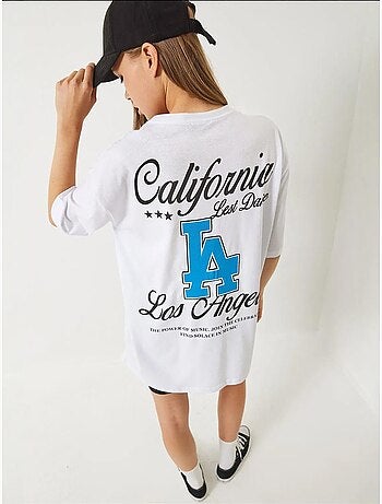 T-shirt oversize à manches courtes en jersey imprimé los angeles de bianco lucci