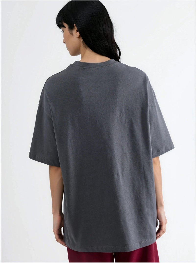 T-shirt oversize à manches courtes et col rond avec détail accessoire busem Gris foncé - Kiabi