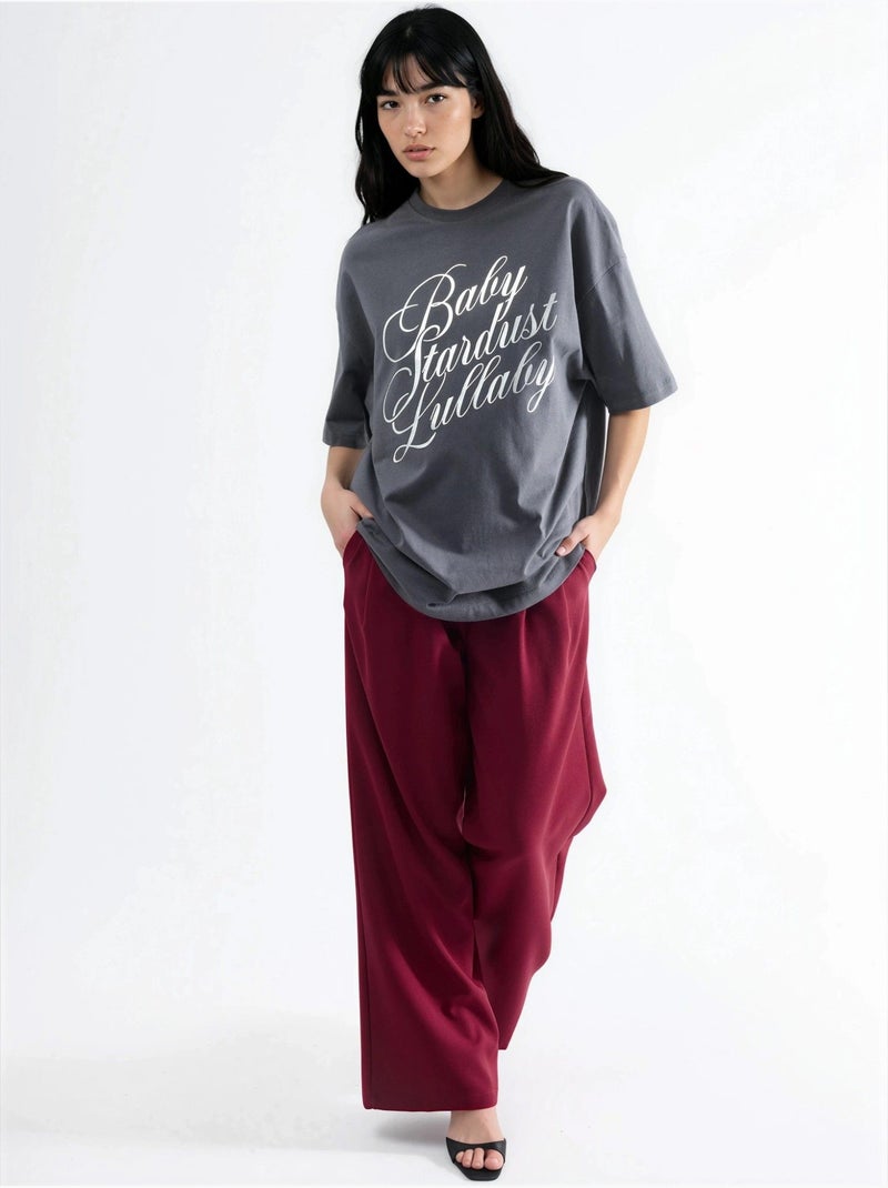 T-shirt oversize à manches courtes et col rond avec détail accessoire busem Gris foncé - Kiabi