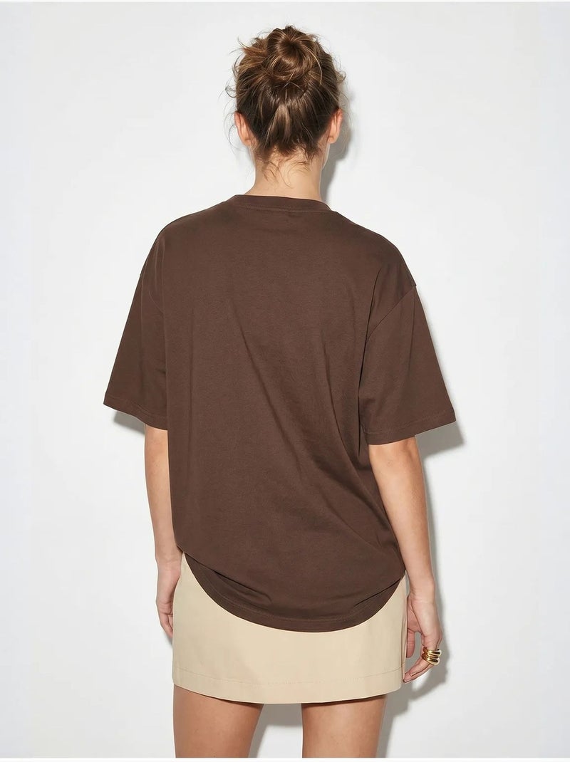 T-shirt oversize à sequins brodés lucci Marron - Kiabi