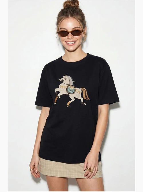 T-shirt oversize à sequins brodés lucci - Kiabi T-shirt oversize à sequins brodés lucci - Kiabi