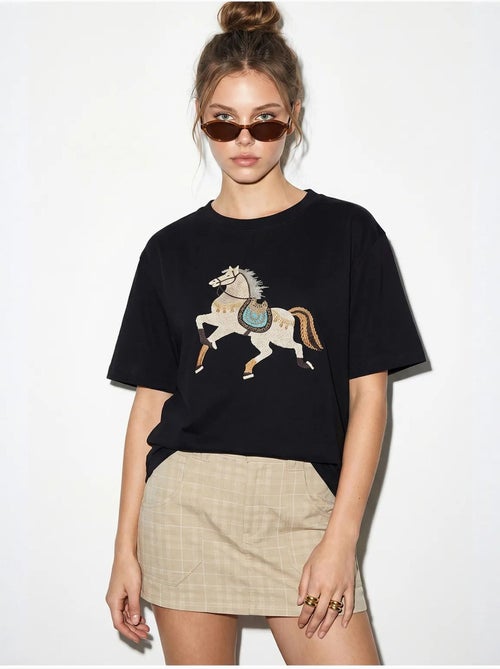 T-shirt oversize à sequins brodés lucci - Kiabi T-shirt oversize à sequins brodés lucci - Kiabi