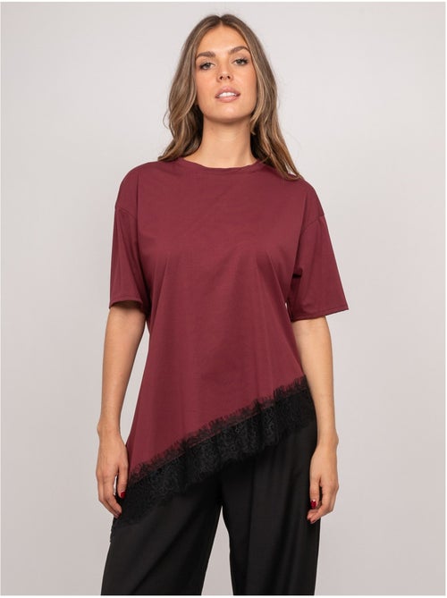 T-shirt oversize asymétrique bordure dentelle forinel - Kiabi T-shirt oversize asymétrique bordure dentelle forinel - Kiabi